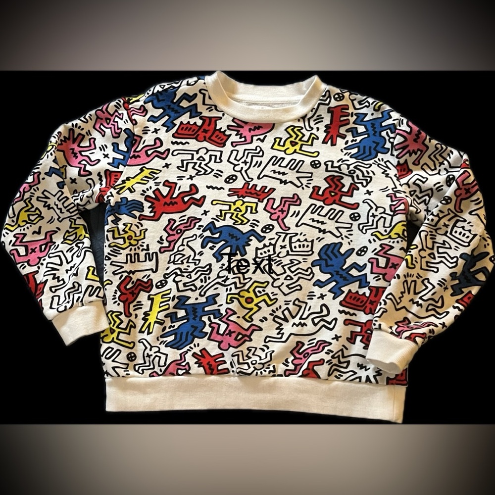 Forever 21 White Crewneck Sweatshirt with Red, Blue, Yellow & Pink Graphics